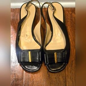 Bruno Magli Black Wedge Slingback Sandals Size 5.5 (36)